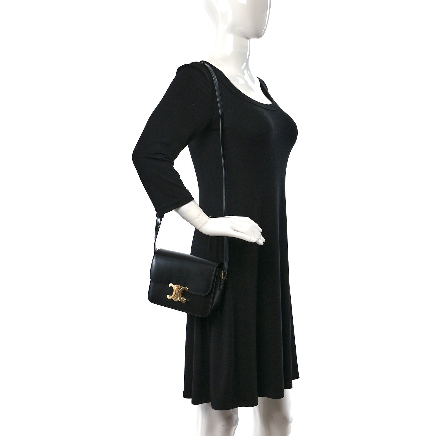 Celine Shiny Calfskin Teen Triomphe Black 2 of 9