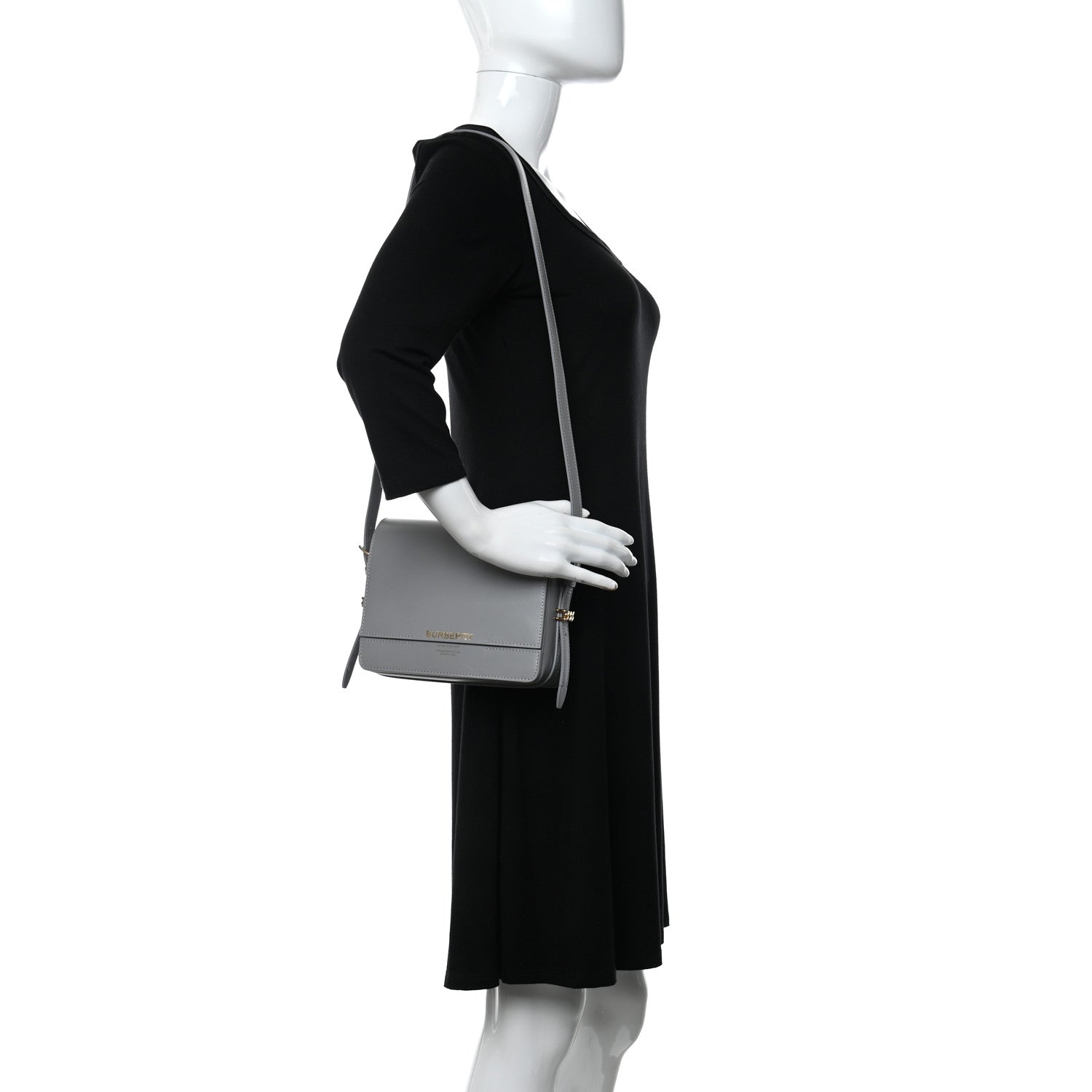 Burberry Smooth Calfskin Small Grace Bag Grey 2 of 11