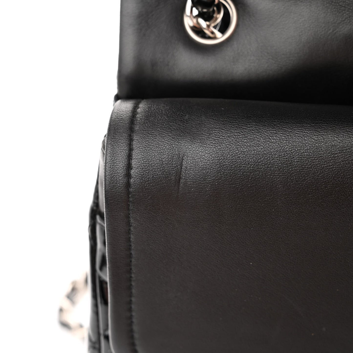 Patent Quilted Jumbo Double Flap Black