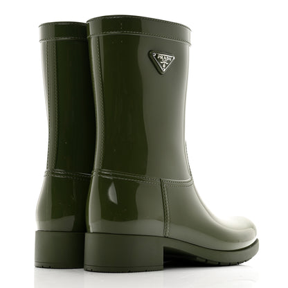Prada Sport Rubber Metal Triangle Logo Ankle Rain Boots 36 Olivia 4 of 9