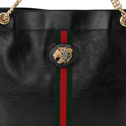 Gucci Calfskin Large Rajah Chain Tote Black 9 of 11