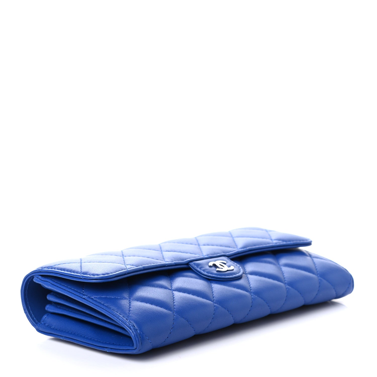 Chanel Lambskin Quilted Large Gusset Flap Wallet Royal Blue 4 of 8
