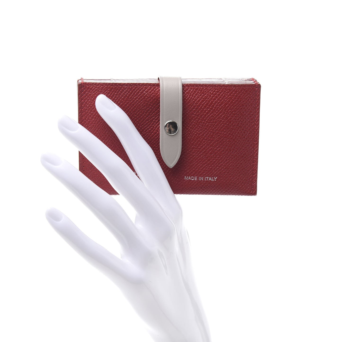 Grained Shiny Calfskin Accordion Card Holder Scarlet