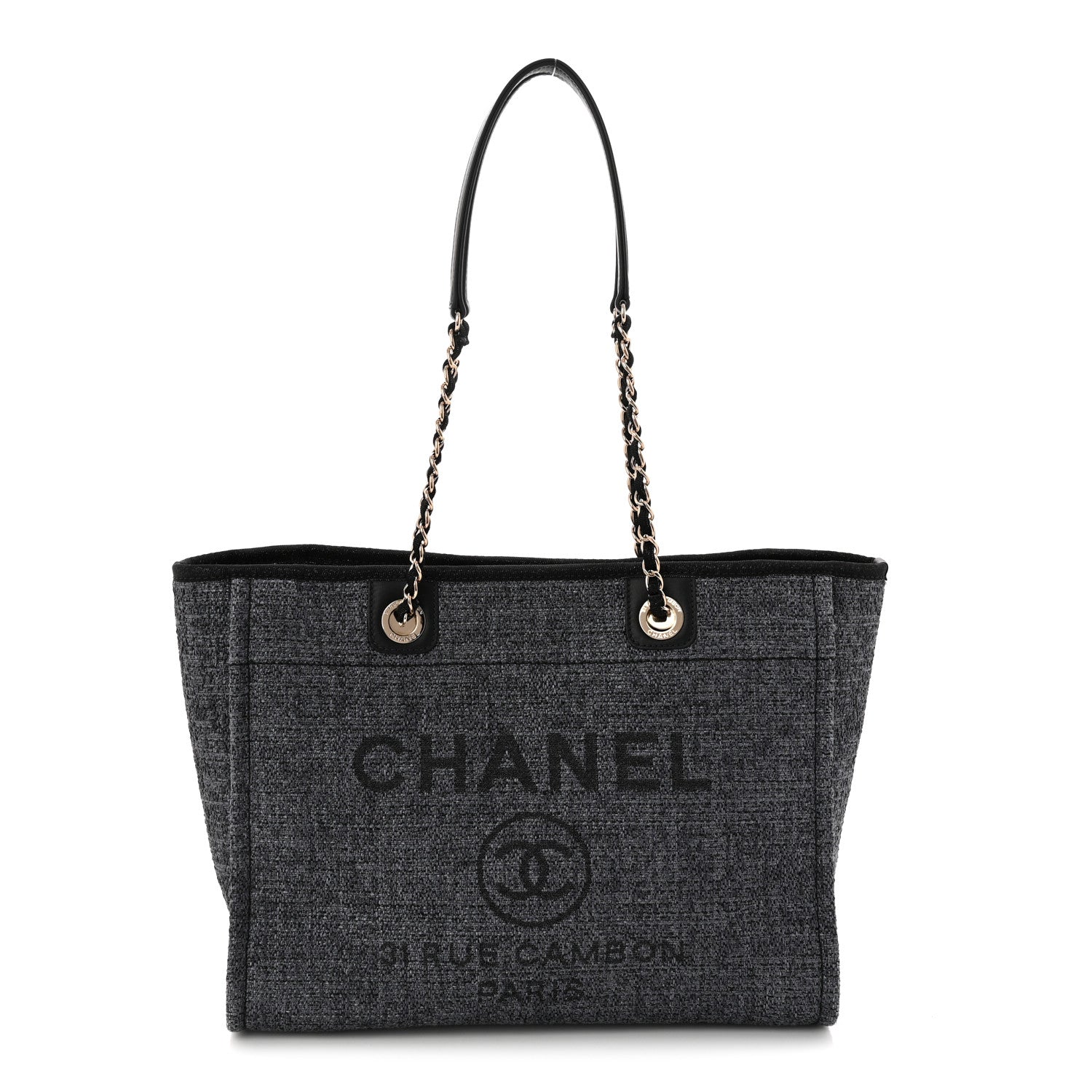 Chanel Woven Straw Raffia Small Deauville Tote Blue 1 of 10