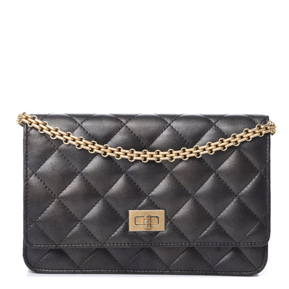 Chanel Metallic Calfskin Quilted Reissue Wallet On Chain WOC Black 1 of 10