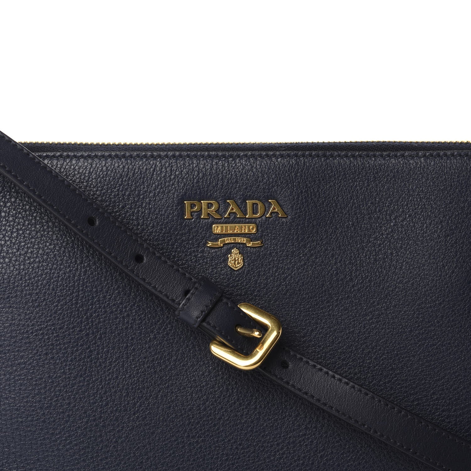 Prada Vitello Daino Zippered Shoulder Bag Baltico 12 of 12