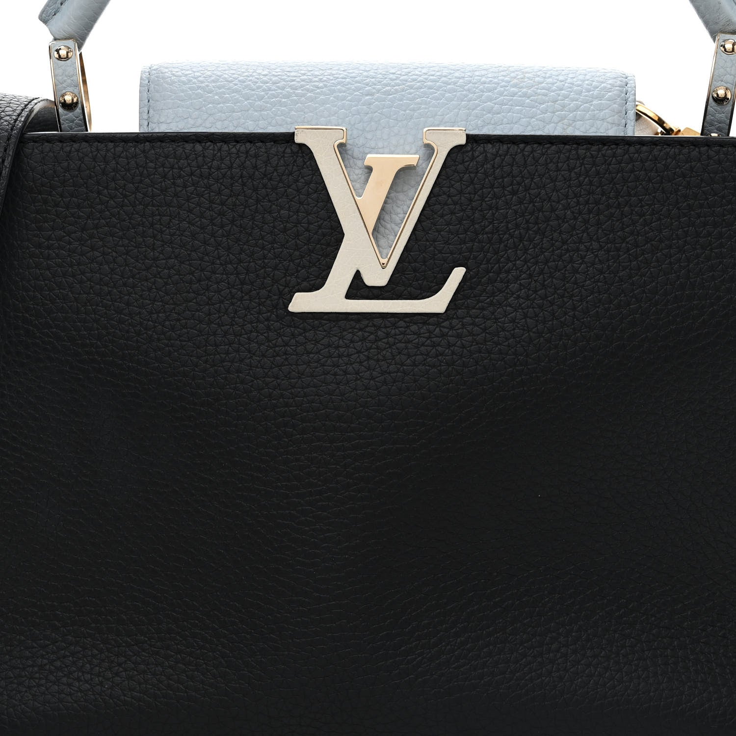 Louis Vuitton Taurillon Capucines MM Black Blue White 7 of 12