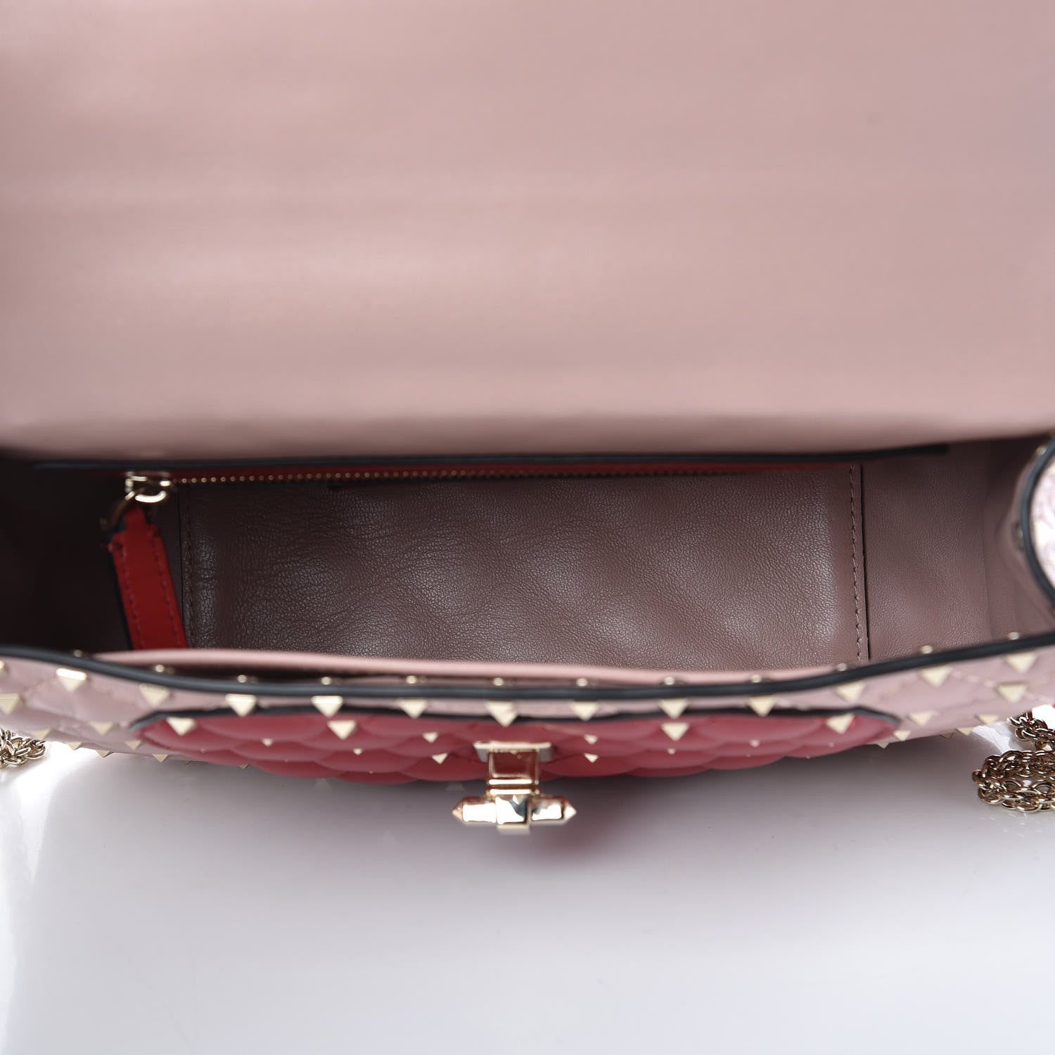 Valentino Garavani Nappa Quilted Heart Medium Rockstud Spike Shoulder Bag Poudre 5 of 7