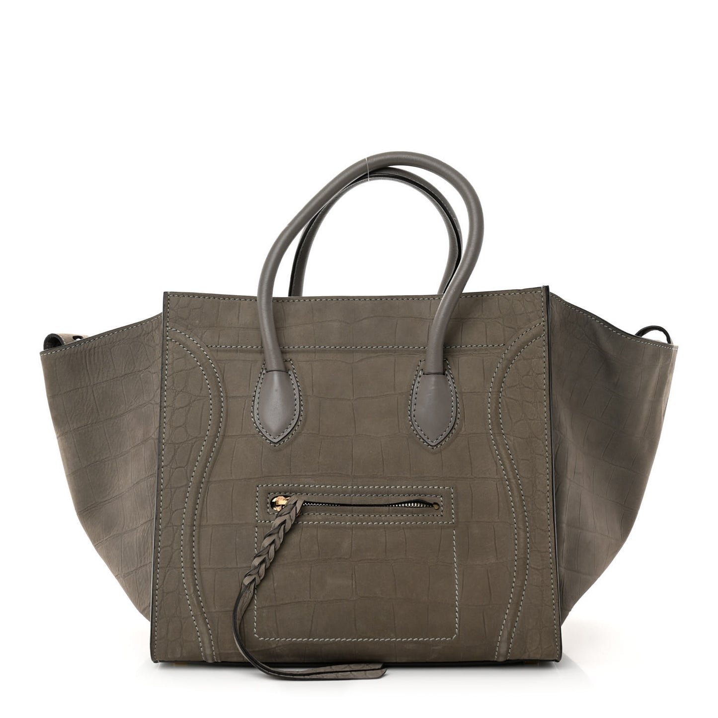 Crocodile Embossed Nubuck Medium Phantom Luggage Grey