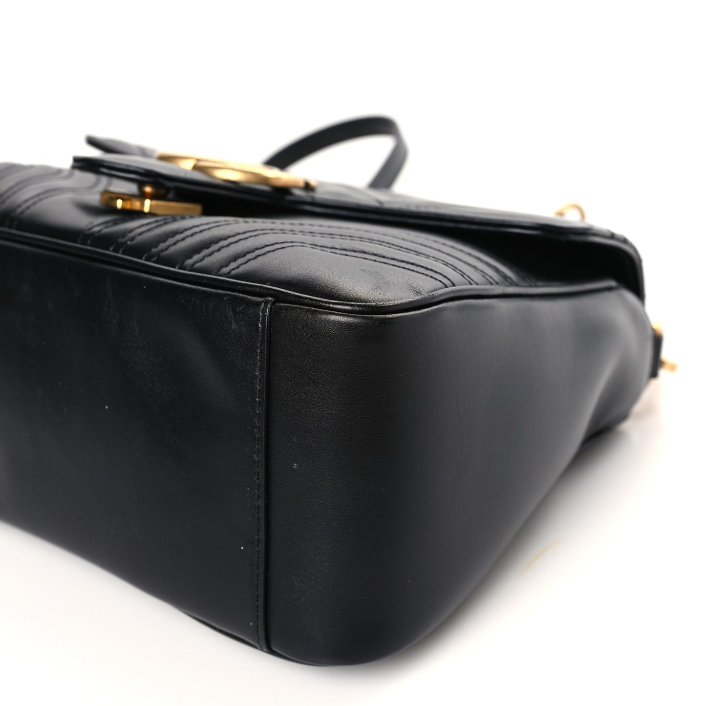 Calfskin Matelasse Small GG Marmont Top Handle Shoulder Bag Black