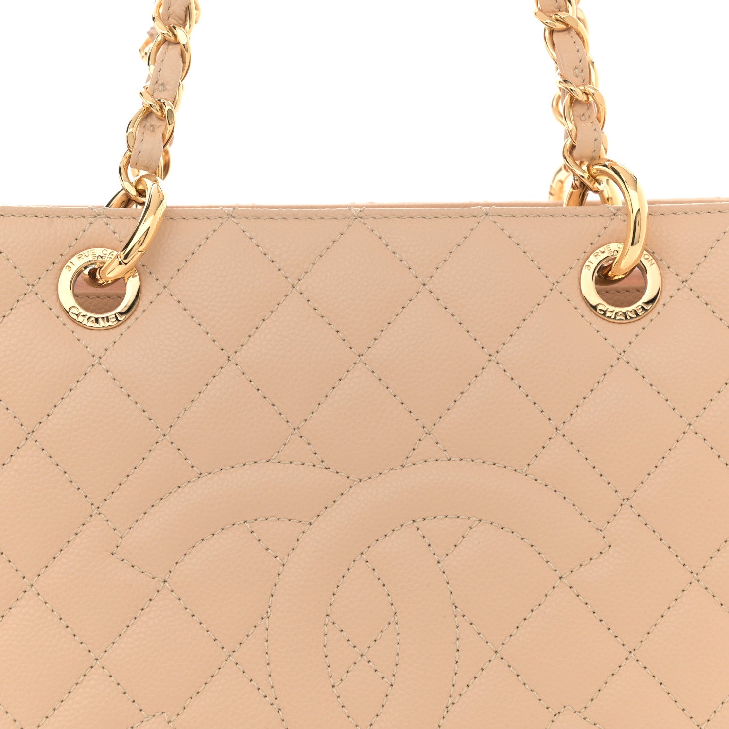 Chanel Caviar Quilted Grand Shopping Tote GST Beige 8 of 10