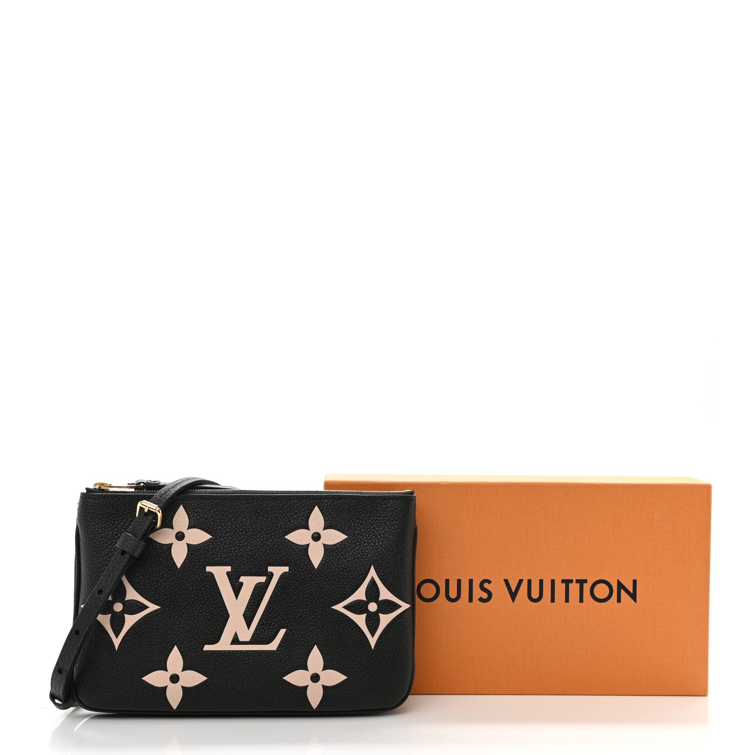 Louis Vuitton Empreinte Monogram Giant Double Zip Pochette Black Cream 9 of 9