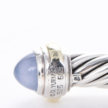 David Yurman Sterling Silver 14K Yellow Gold Chalcedony 7mm Cable Classics Bracelet 4 of 5