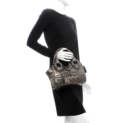 Burberry Metallic Calfskin Quilted Mini Manor Tote Pewter 2 of 11