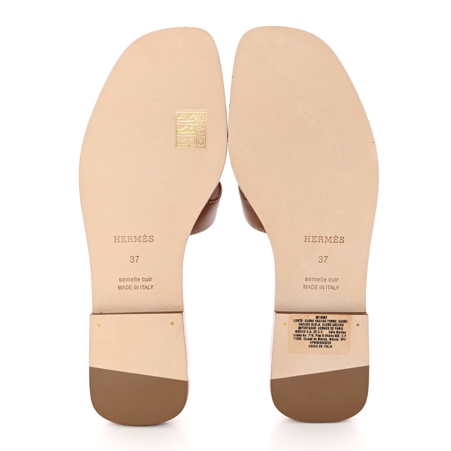 Box Calfskin Oran Sandals 37 Gold
