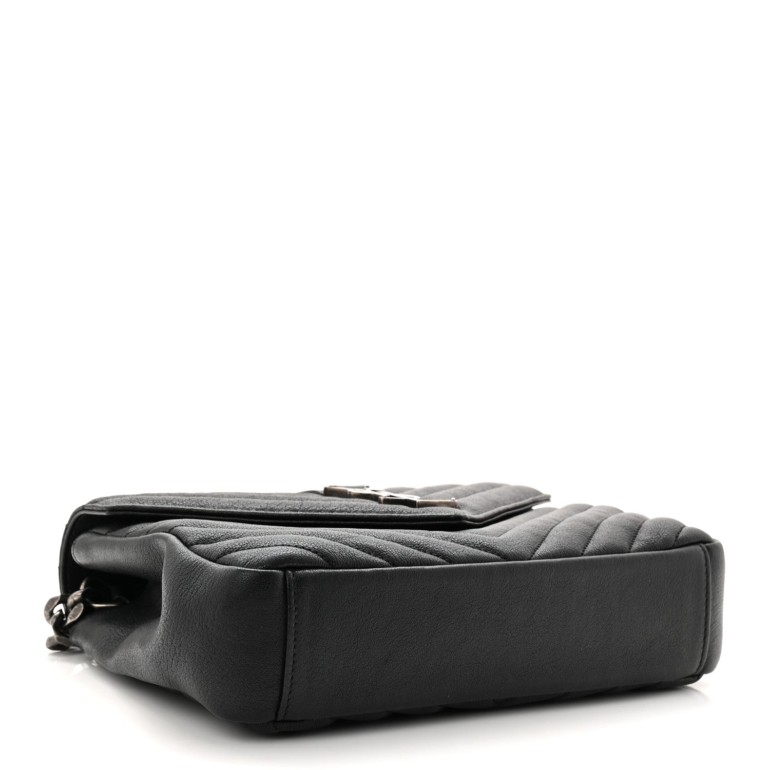 Saint Laurent Sheepskin Matelasse Chevron Monogram Medium College Bag Black 6 of 20