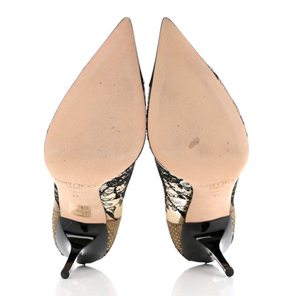 Jimmy Choo Patent Lace Alias Pumps 37 Black 5 of 10
