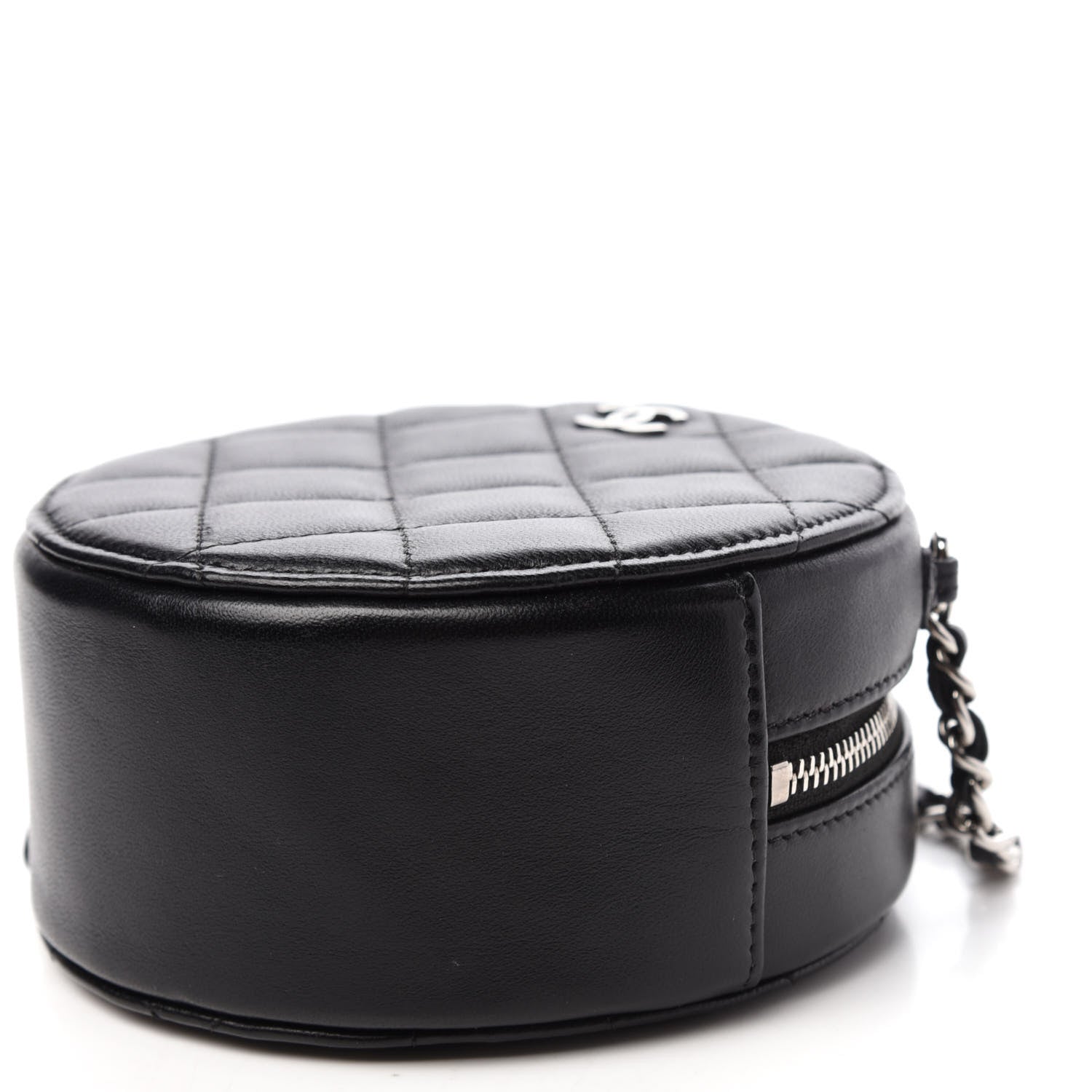 Chanel Lambskin Quilted Round Clutch With Chain Black 7 of 11