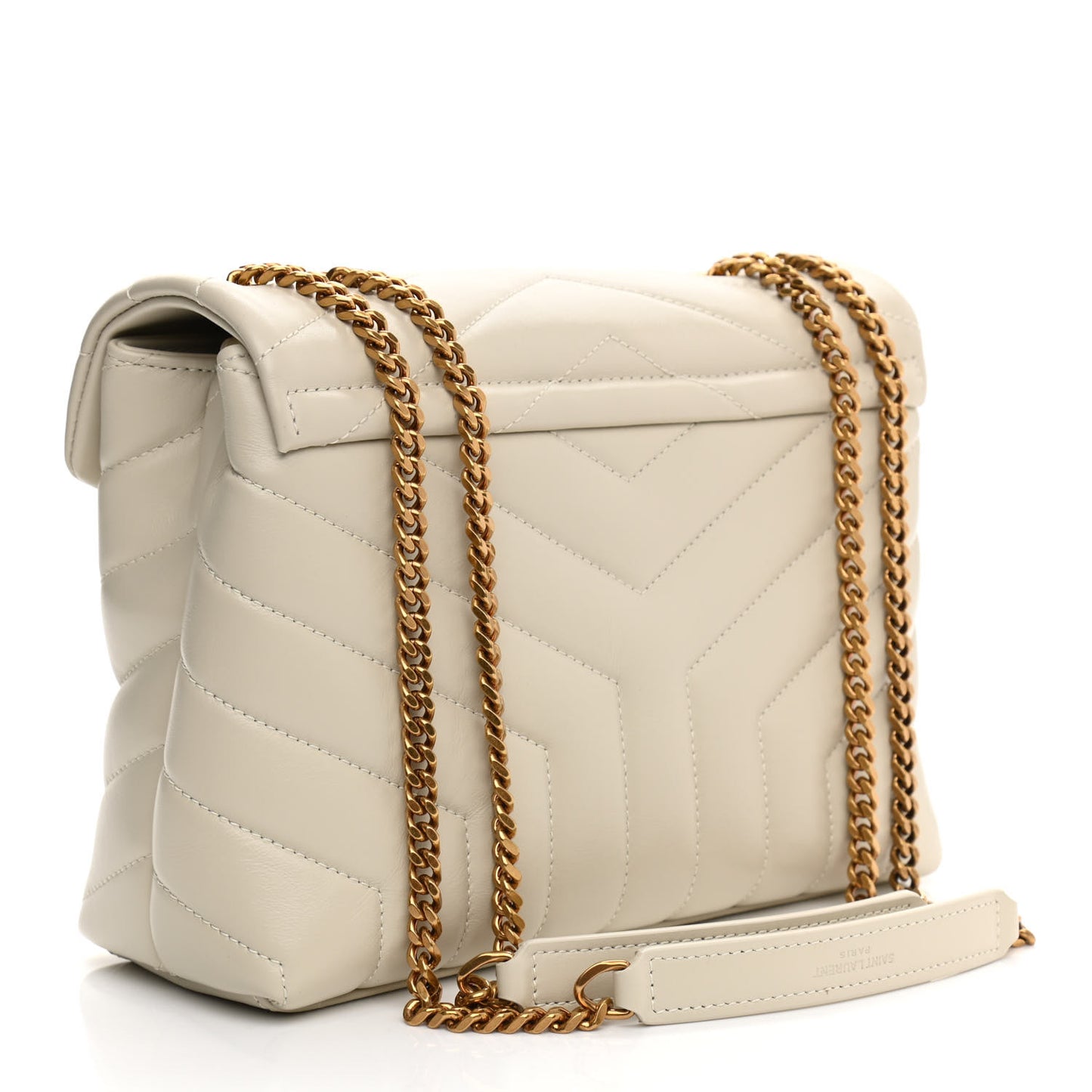 Calfskin Y Quilted Monogram Small Loulou Chain Satchel Crema Soft