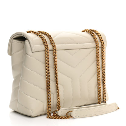 Saint Laurent Calfskin Y Quilted Monogram Small Loulou Chain Satchel Crema Soft 3 of 11