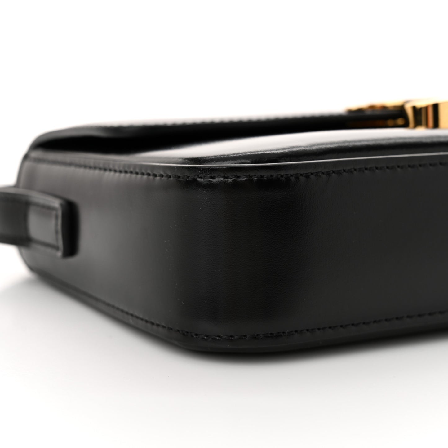Shiny Calfskin Triomphe Shoulder Bag Black