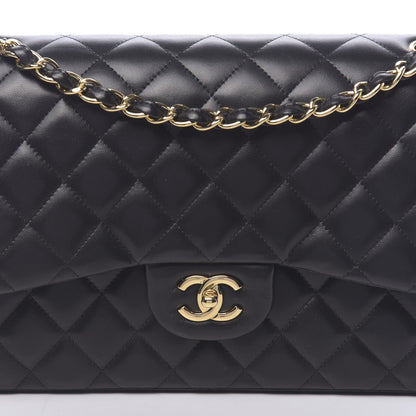 Chanel Lambskin Quilted Jumbo Double Flap Black 10 of 13