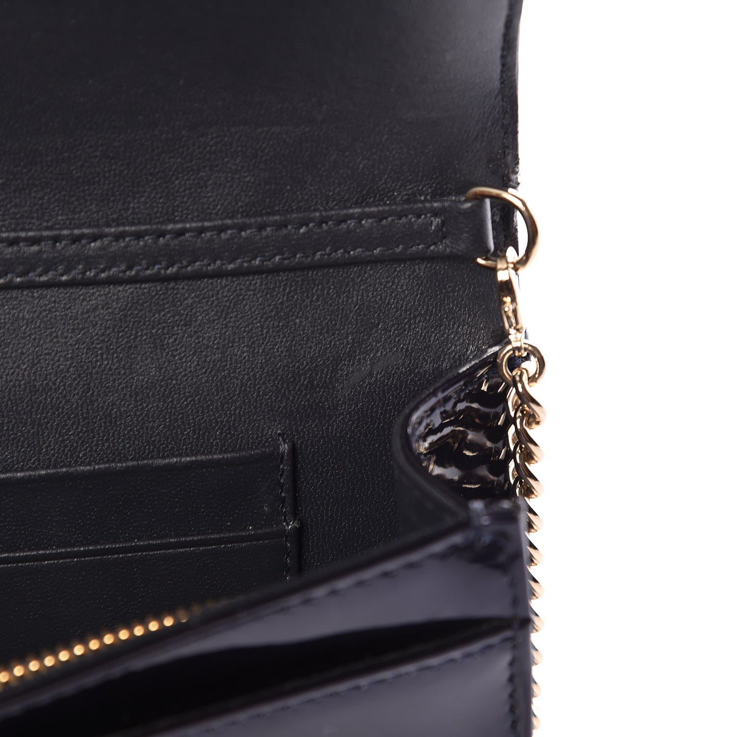 Christian Dior Metallic Patent Micro-Cannage Diorama Wallet on Chain Pouch Navy Blue 11 of 14