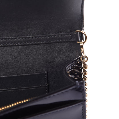 Christian Dior Metallic Patent Micro-Cannage Diorama Wallet on Chain Pouch Navy Blue 11 of 14