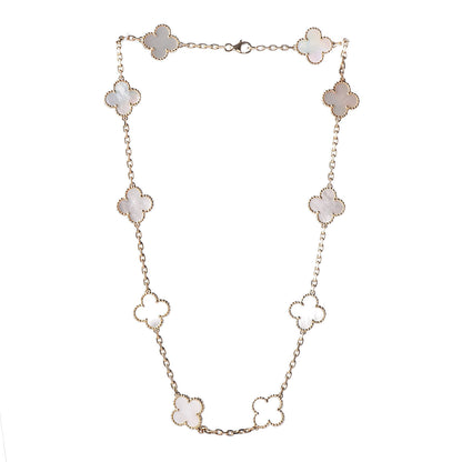 Van Cleef & Arpels 18K Yellow Gold Mother of Pearl 10 Motifs Vintage Alhambra Necklace 3 of 7