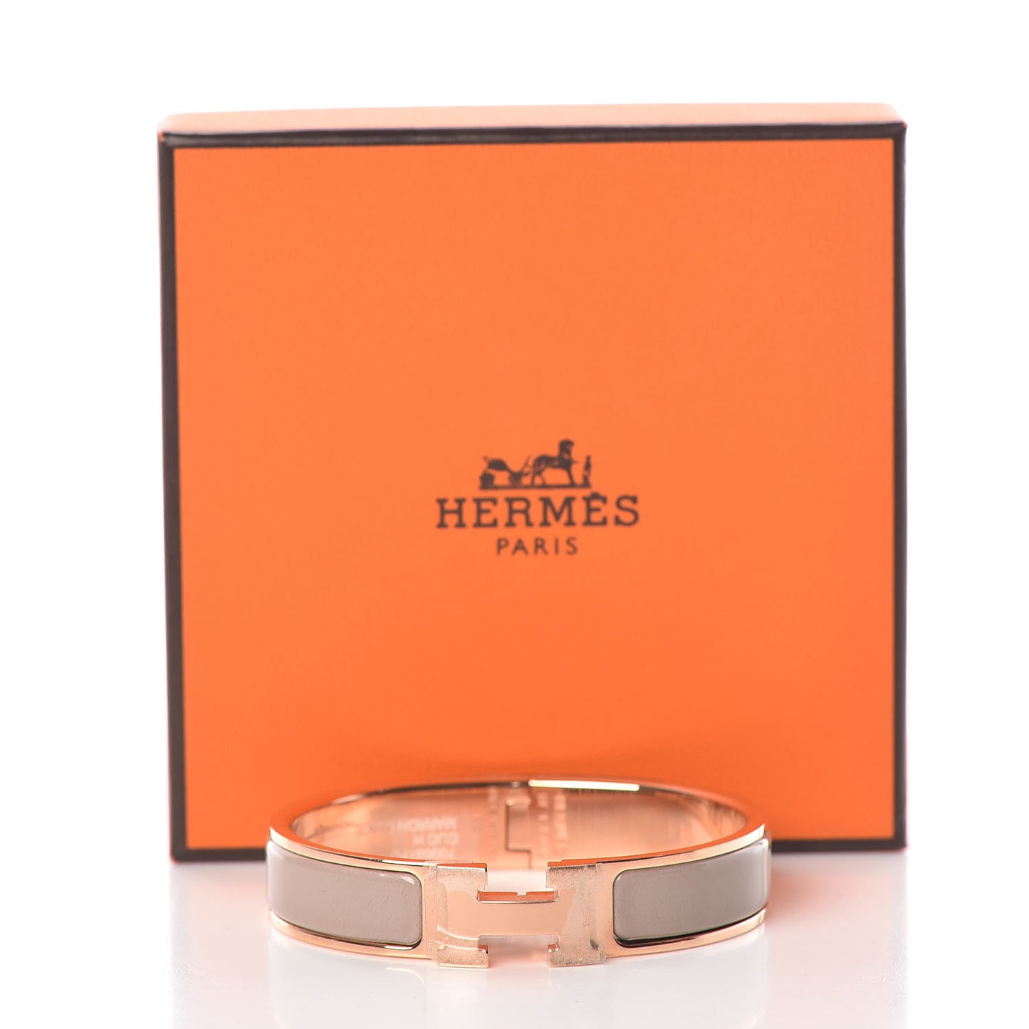 Enamel Clic Clac H Narrow Bracelet PM Marron Glace