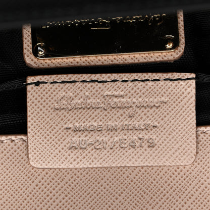 Salvatore Ferragamo Printed Calfskin Ginny Crossbody Bag Black Beige 6 of 9