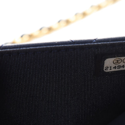 Chanel Lambskin Quilted Boy Wallet On Chain WOC Blue 8 of 10