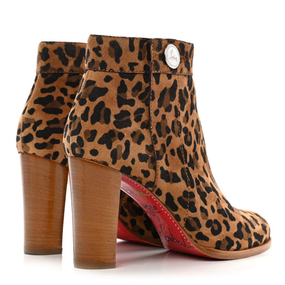 Christian Louboutin Veau Velours Rio Leopard Print Janis 85 Booties 39 Caramel 5 of 11