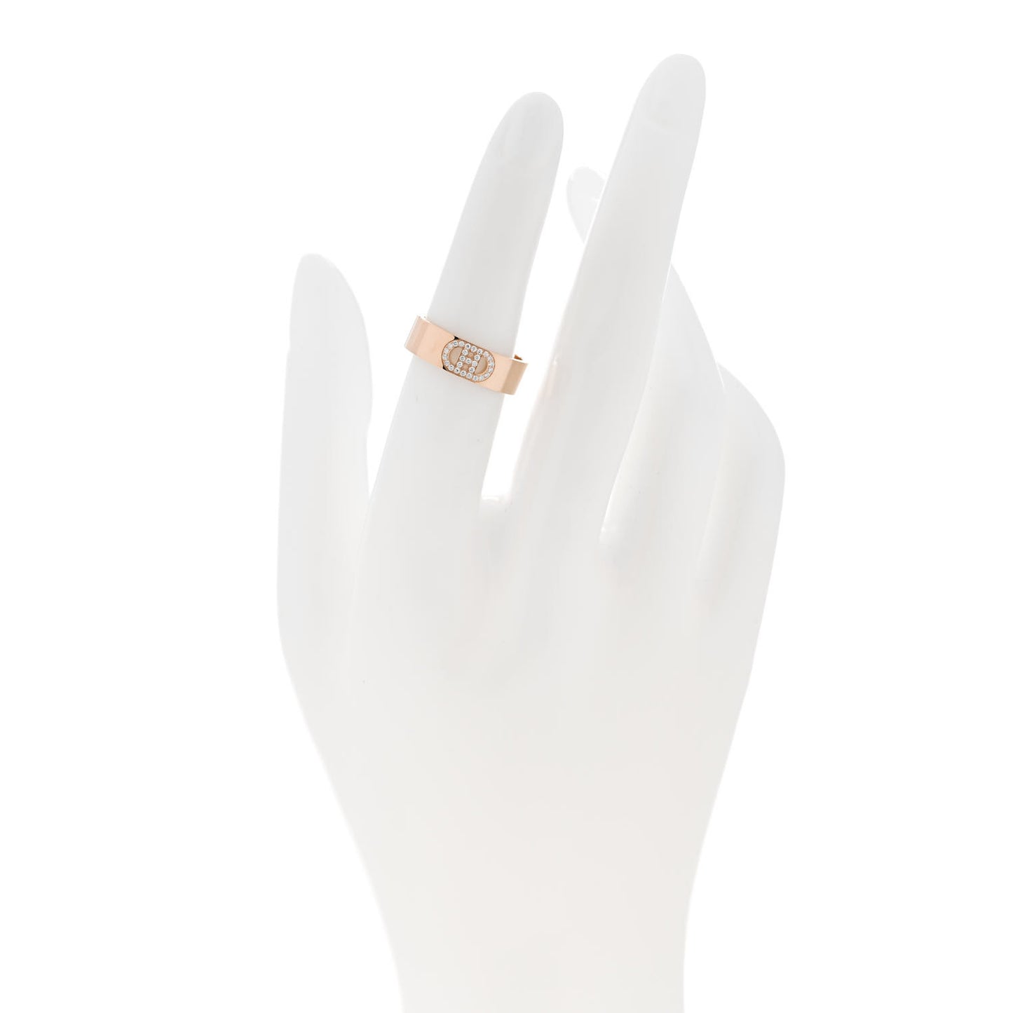 18K Rose Gold Diamond PM H D'Ancre Ring 51 5.75