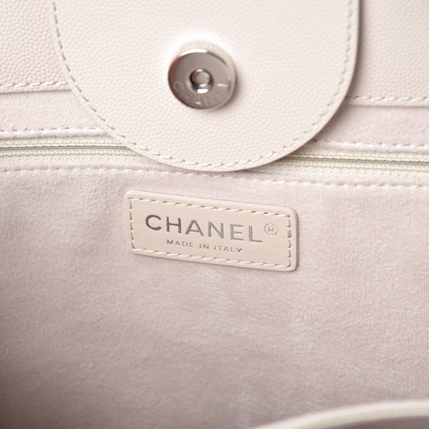 Caviar Small Studded Deauville Tote Ivory