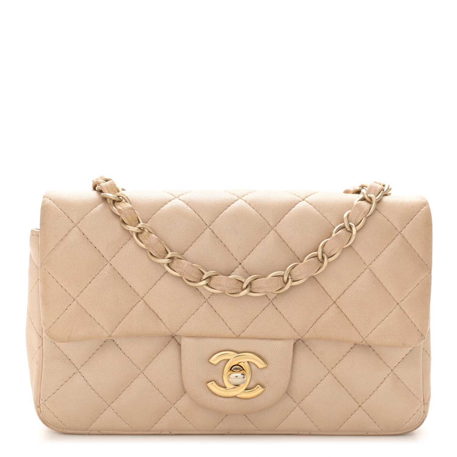Chanel Metallic Lambskin Quilted Mini Rectangular Flap Gold 1 of 14