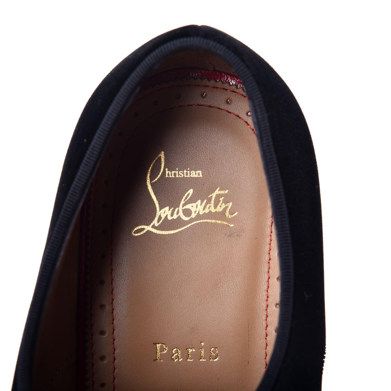 Christian Louboutin Velvet Embellished Flat Loafers 42 Black 7 of 7
