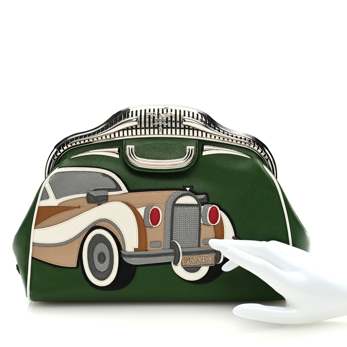 Saffiano 50s Car Clutch Green