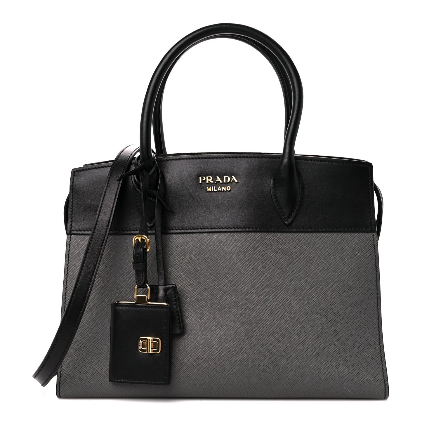 Saffiano City Calfskin Medium Esplanade Tote Mercurio Black
