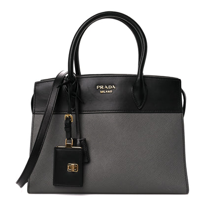 Prada Saffiano City Calfskin Medium Esplanade Tote Mercurio Black 1 of 11