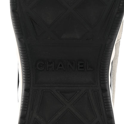 Chanel Fabric Suede CC Sneakers 37.5 White Light Grey Pink 8 of 10