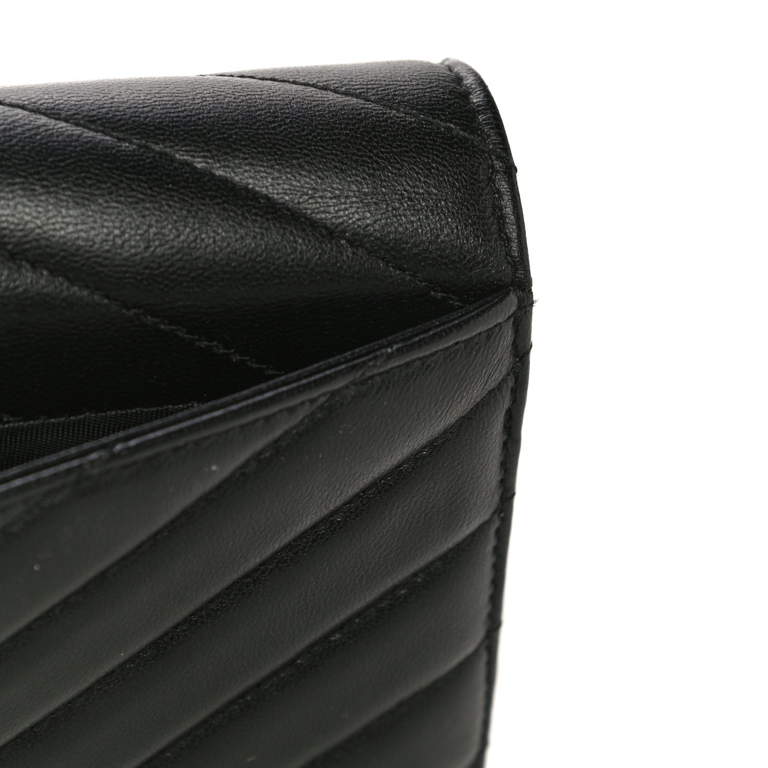 Saint Laurent Lambskin Y Quilted Monogram Large Loulou Flap Wallet Black 10 of 11