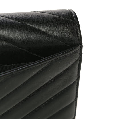 Saint Laurent Lambskin Y Quilted Monogram Large Loulou Flap Wallet Black 10 of 11