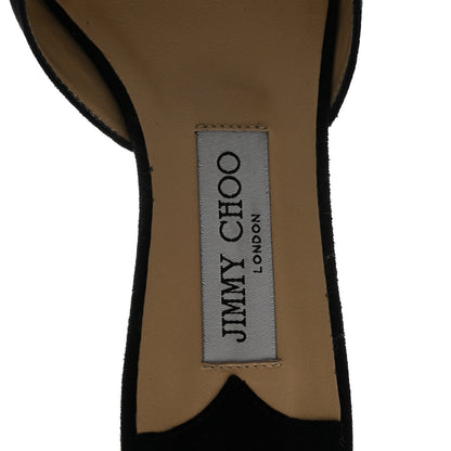 Jimmy Choo Suede Gretchen Logo Flat Mules 39 Black Chalk 8 of 9