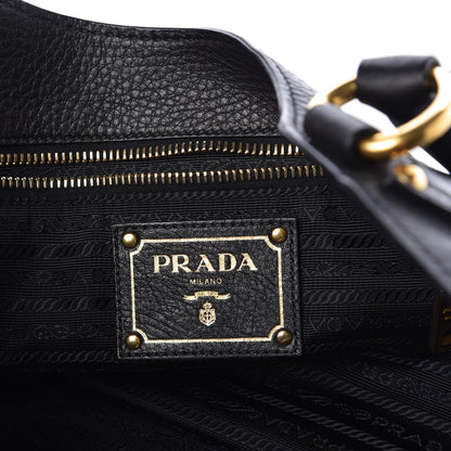 Prada Vitello Daino Pushlock Tote Black 6 of 8