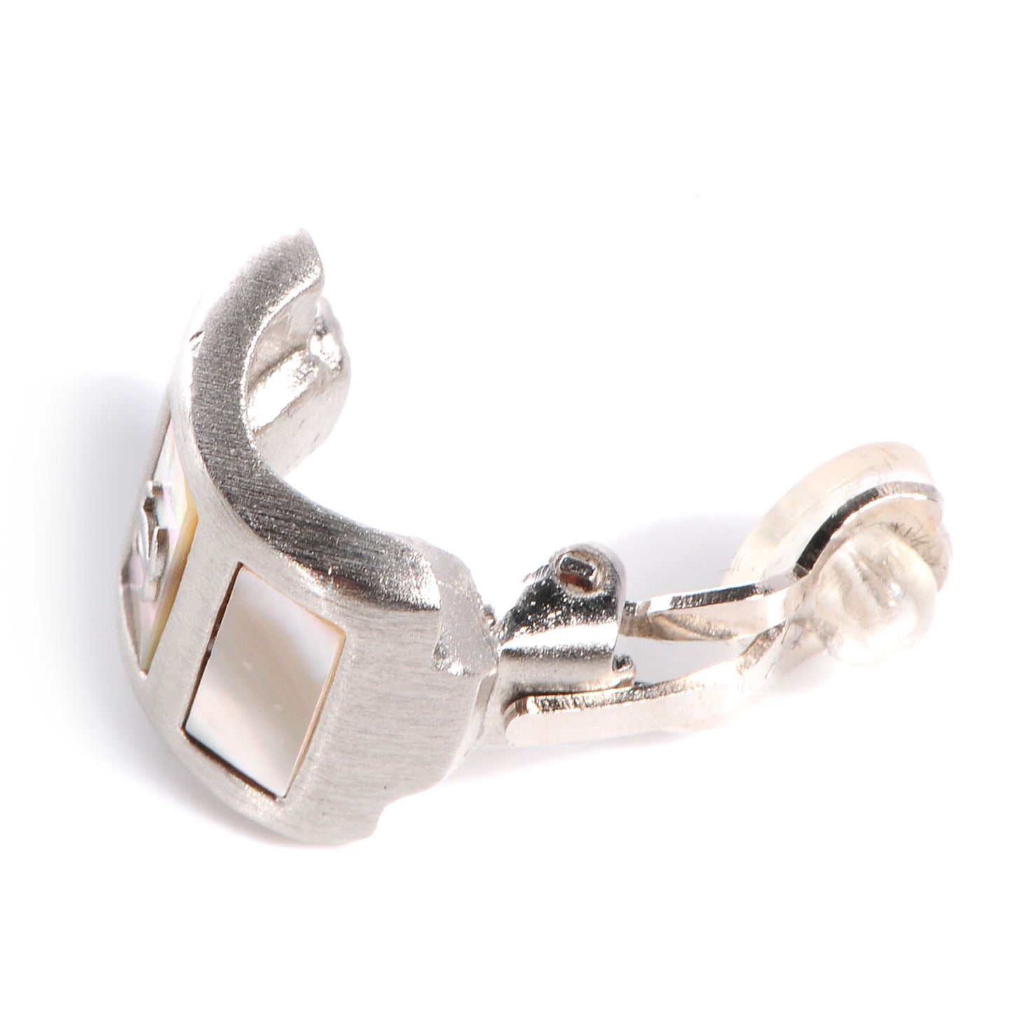 Mother of Pearl CC Half Hoop Earrings Silver