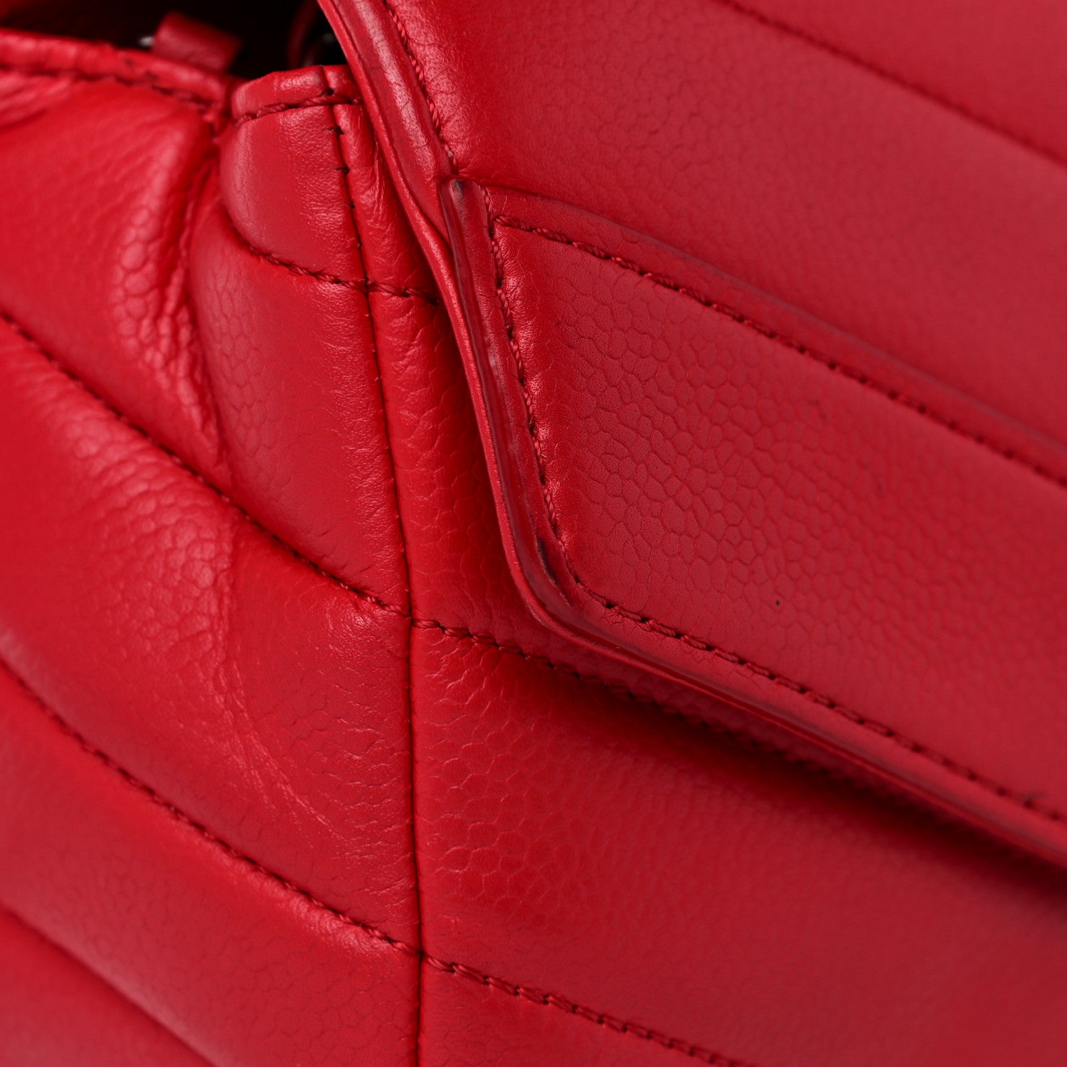 Chanel Caviar Chevron Quilted Small Single Flap Red 10 of 17