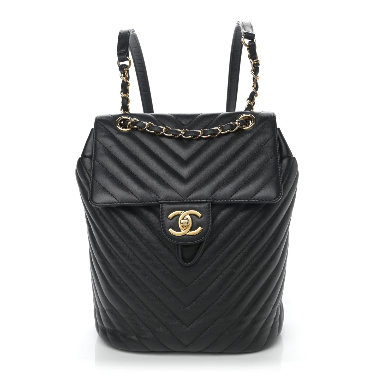 Calfskin Chevron Quilted Small Urban Spirit Backpack Black