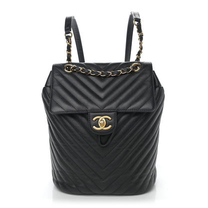 Chanel Calfskin Chevron Quilted Small Urban Spirit Backpack Black 1 of 9