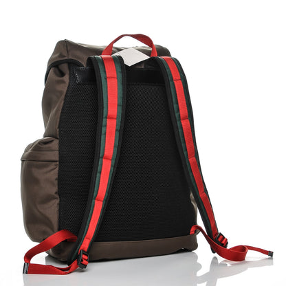 Gucci Techno Canvas Web Double Buckle Backpack Brown 3 of 7